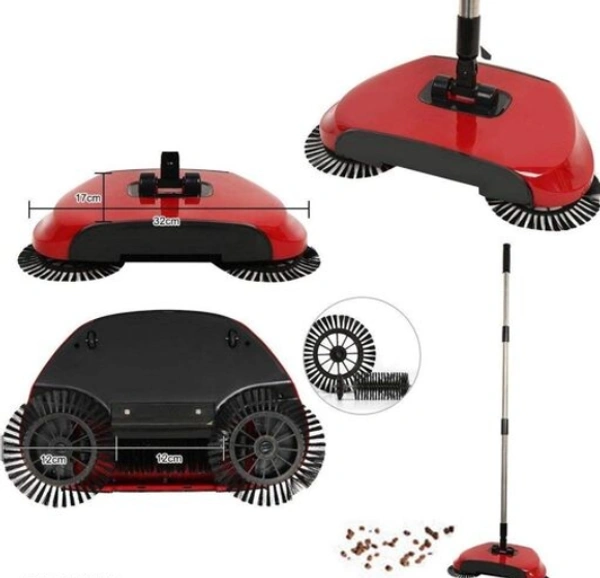 Fiber Hand Push  360 Degree Rotating Sweeping Broom  -  , RED, Fiber, Multipack of1